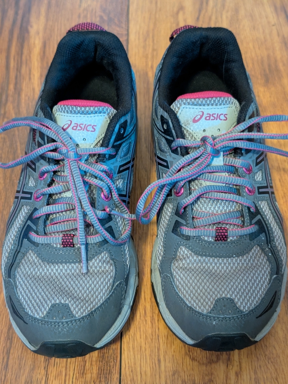 ASICS Women's Gray with Pink Accent Athletic Running Shoes